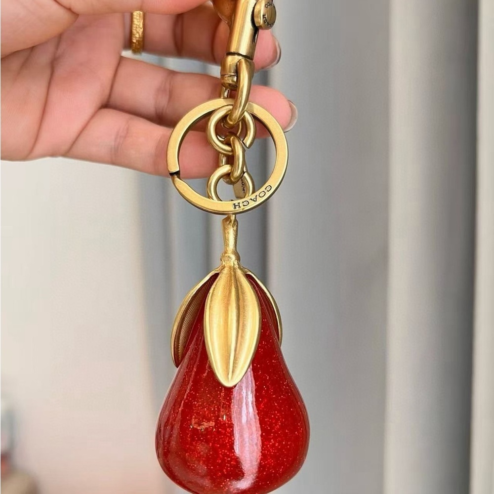 Coach Sparkling Red and Gold Pear Key Holder